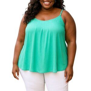 Lane Bryant Size 22 Top Teal Sleeveless Fully Lined Braided Adjustable Straps